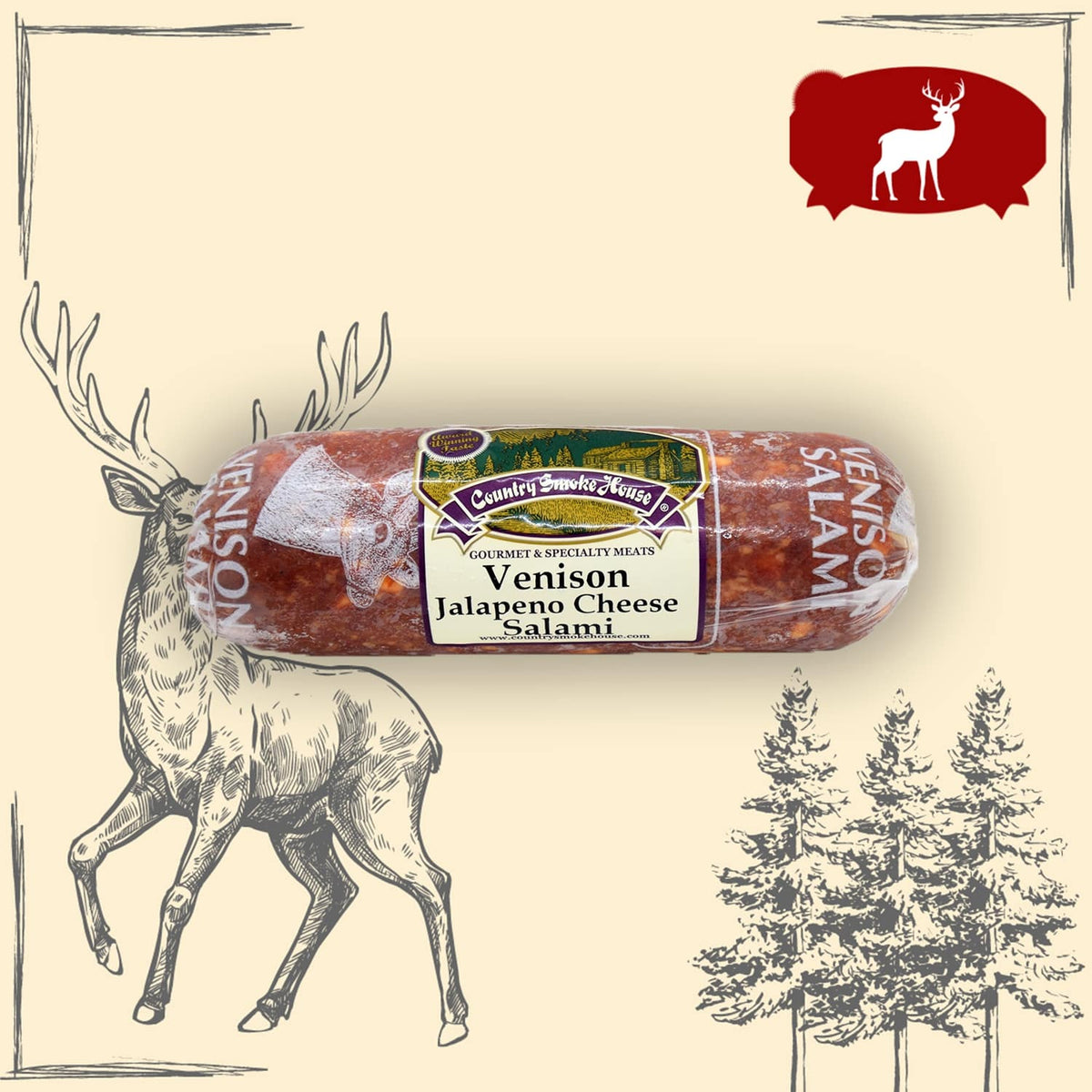 Hunters Fresh Venison Pork Summer Sausage Jalapeno Cheese